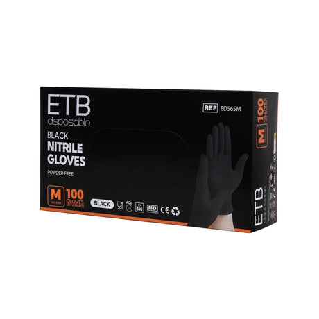 ETB Disposable Manusi nitril negru M 100 buc