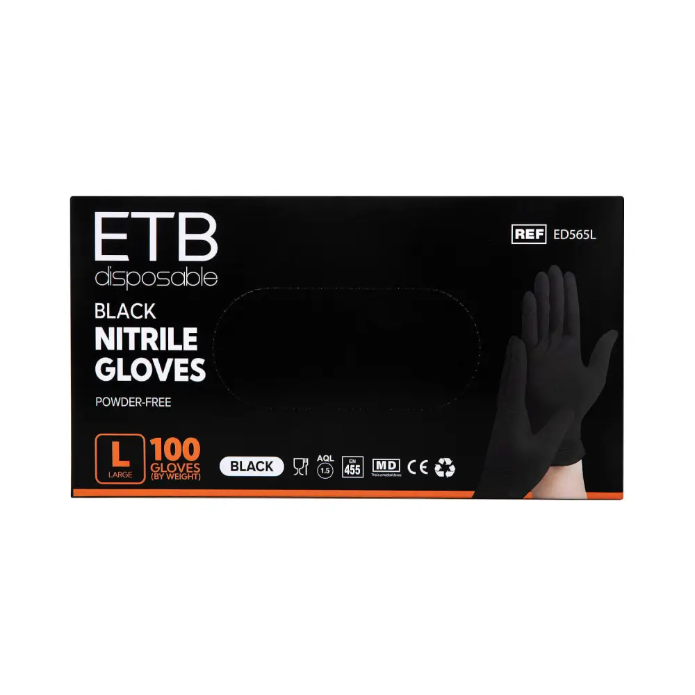 ETB Disposable Mănuși Nitril Negru L 100 buc