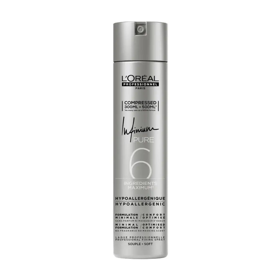 Fixativ Profesional L’Oréal Professionnel Infinium Pure Soft 300ml– Fixare Flexibilă și Strălucire Naturală - Păr