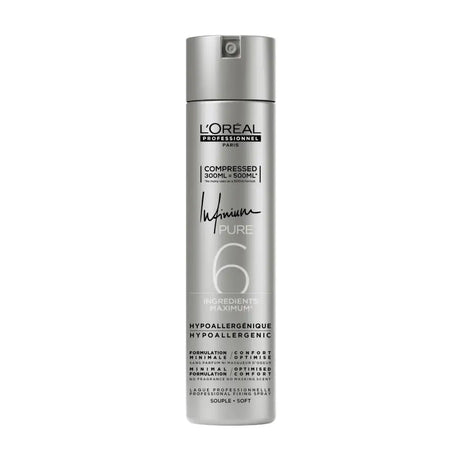 Fixativ Profesional L’Oréal Professionnel Infinium Pure Soft 300ml– Fixare Flexibilă și Strălucire Naturală - Păr