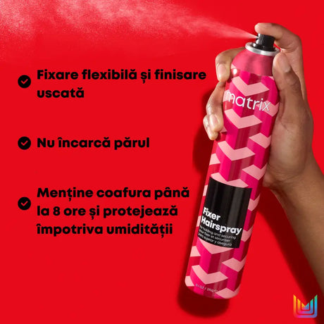 Fixativ Profesional Matrix Fixer Hairspray – Fixare Flexibilă Anti-Frizz Finisaj Uscat 400ml - Păr