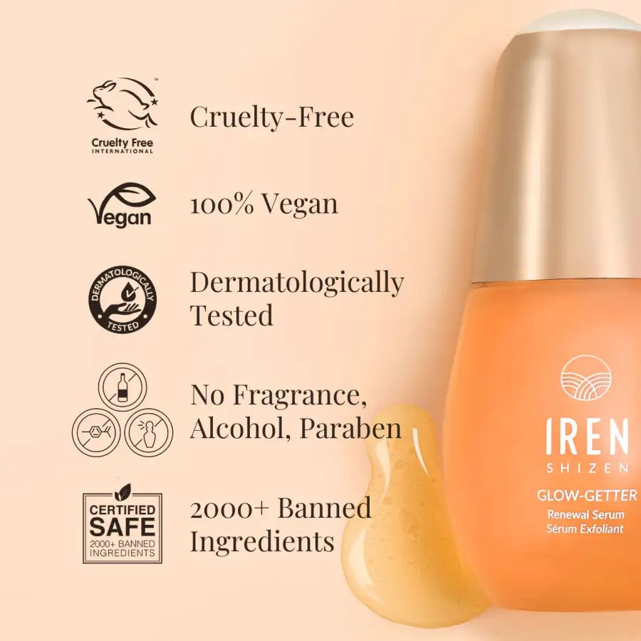 IREN Shizen Glow-Getter Renewal Serum 20ml – Hámlasztó arcszérum tág pórusokra, mitesszerekre és fakó bőrre