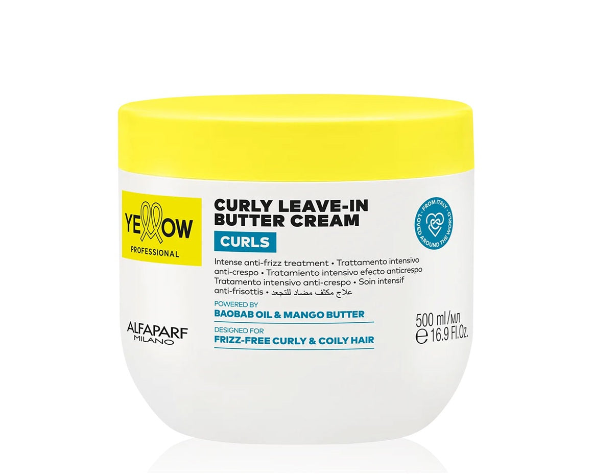 Yellow Curls Curly Butter Cream – Anti-Frizz Hajban Maradó Krém Göndör vagy Hullámos Hajra Hővédelemmel 500 ml