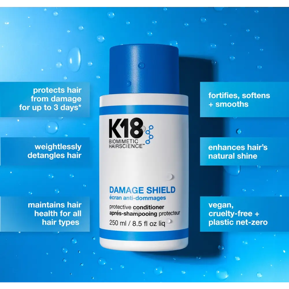 K18 Damage Shield Conditioner 250ml – Védő hajbalzsam UV és károsodás elleni védelemmel K18PEPTIDE™ tel az erősebb