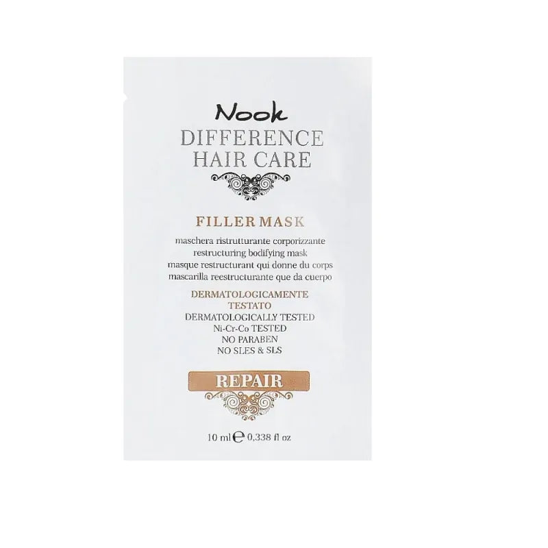 Tesztelő, Hajmaszk, Hajmaszk Vékonyszálú és Törékeny Hajra, Nook Difference Hair Care Repair Filler Mask Restructuring Bodifying 10ml