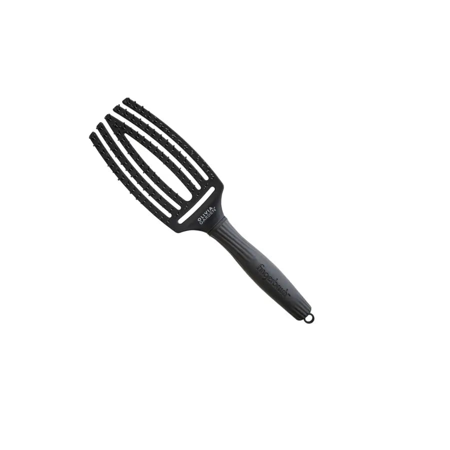 Olivia Garden Perie Profesională Fingerbrush Mediu Negru Cu Peri Dubli
