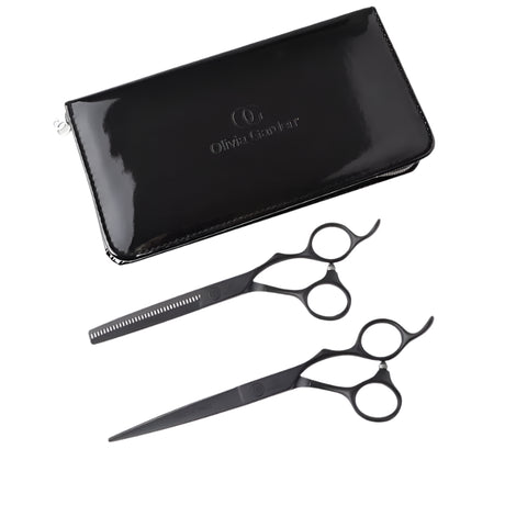 Olivia Garden Set De Foarfeci Silkcut Pro Matt Black Foarfecă De Tuns 6.50+ Foarfecă De Filat 6.35+Husă