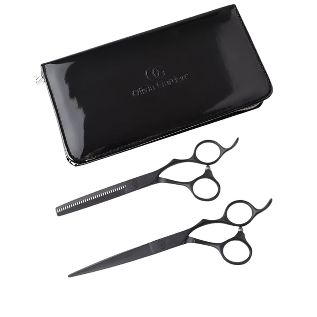 Olivia Garden Set De Foarfeci Silkcut Pro Matt Black Foarfecă De Tuns 6.50+ Foarfecă De Filat 6.35+Husă