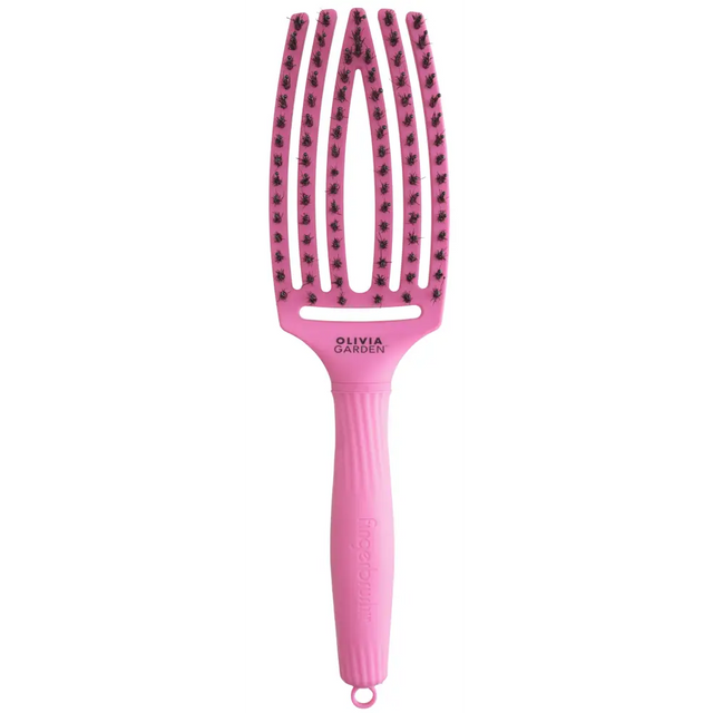 Perie Profesională Din Păr De Mistreț Și Nailon Olivia Garden Fingerbrush Boar&Nylon ThinkPink 2024 Bubble Pink