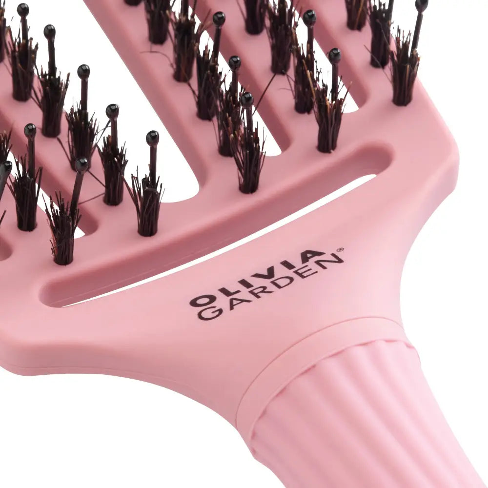 Perie Profesională Din Păr De Mistreț Și Nailon Olivia Garden Fingerbrush Boar&Nylon ThinkPink 2024 Soft Pink
