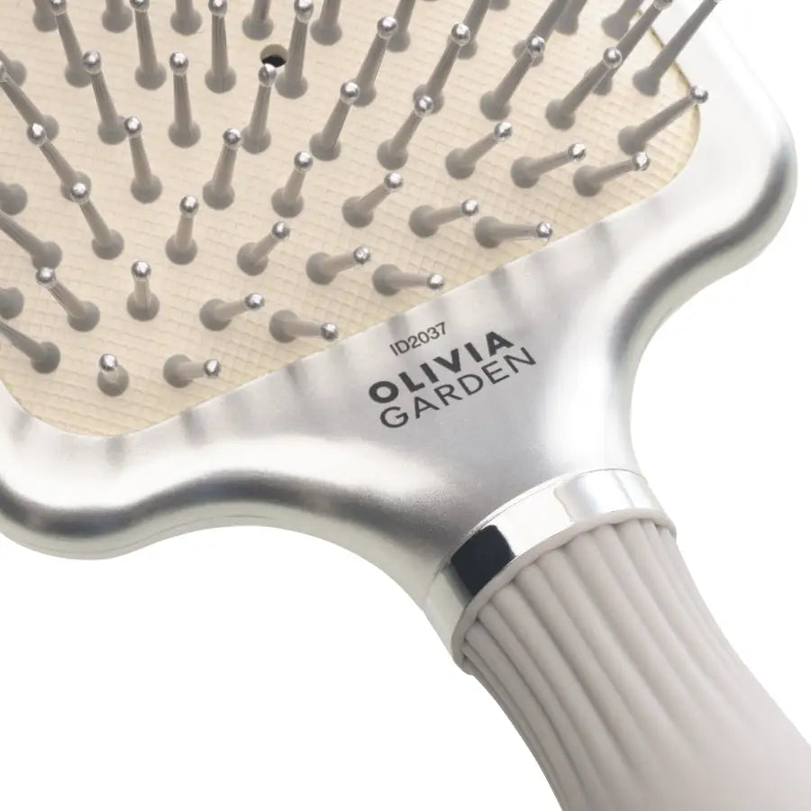 Perie profesională Olivia Garden Expert Care Rectangular Silver L cu peri din nylon Nylgard