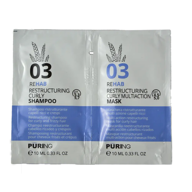 Puring Rehab Restrukturáló Sampon és Balzsam Göndör és Szöszös Hajra 10 ml +10 ml - Minták és Teszterek