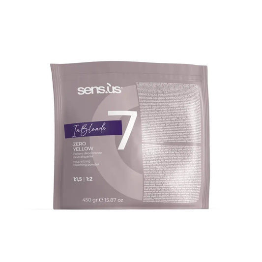 Szőkítőpor akár 7 árnyalattal világosító hatással, anti-sárga formulával, Sensus InBlonde Zero Yellow 450g