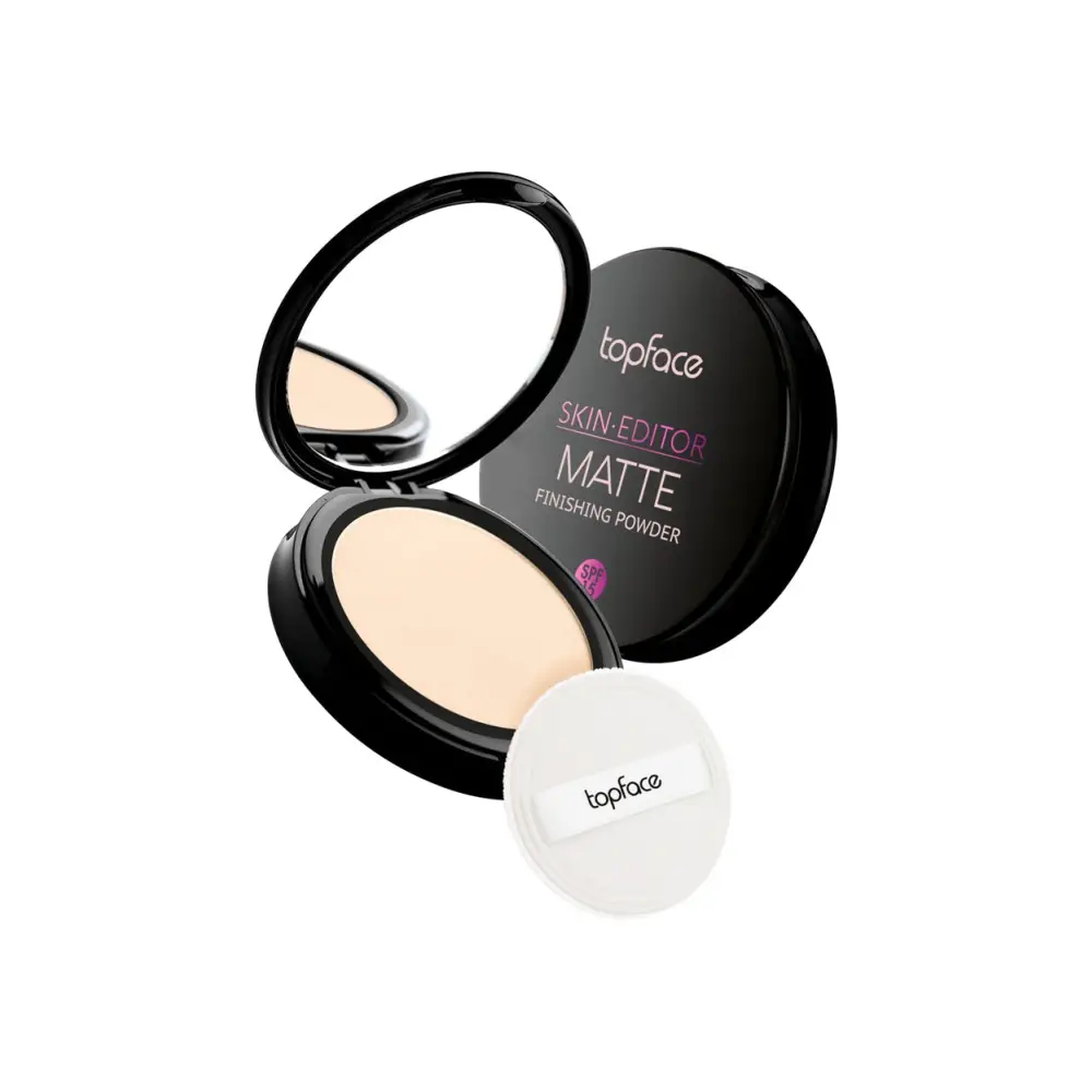 Topface Skin Editor Matte Finishing Kompakt Púder – Tökéletesen Matt Arc Hosszantartó Hatás és Selymes Fedés a Tiszta
