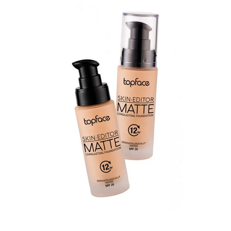 Topface Skin Editor Matte Longlasting Alapozó – 12 Órás Tökéletes Fedés Matt Hatás Könnyű Textúra SPF 20 Védelemmel