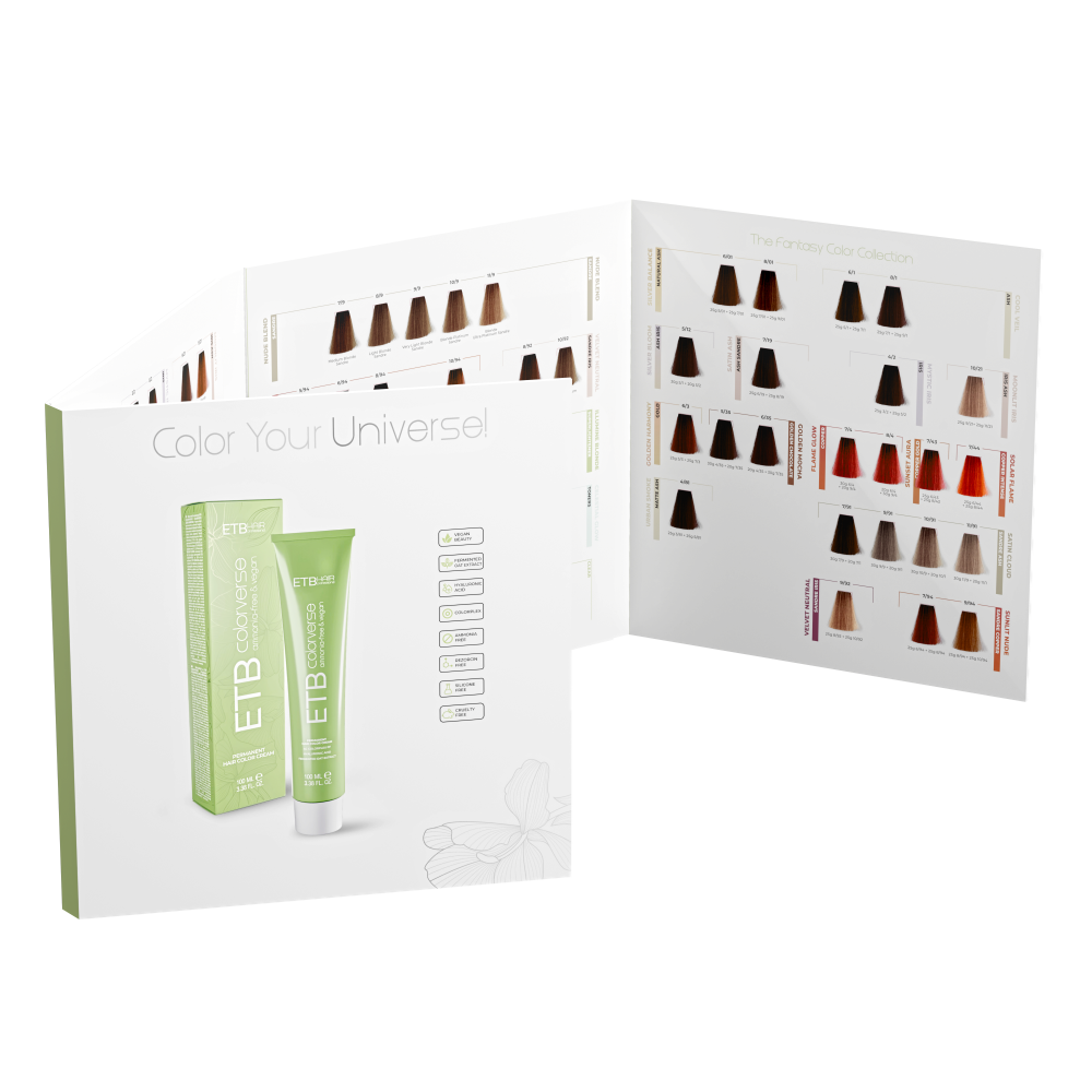 ETB Hair Professional – Színskála Ammóniamentes Hajfestékekhez, 70 Árnyalat